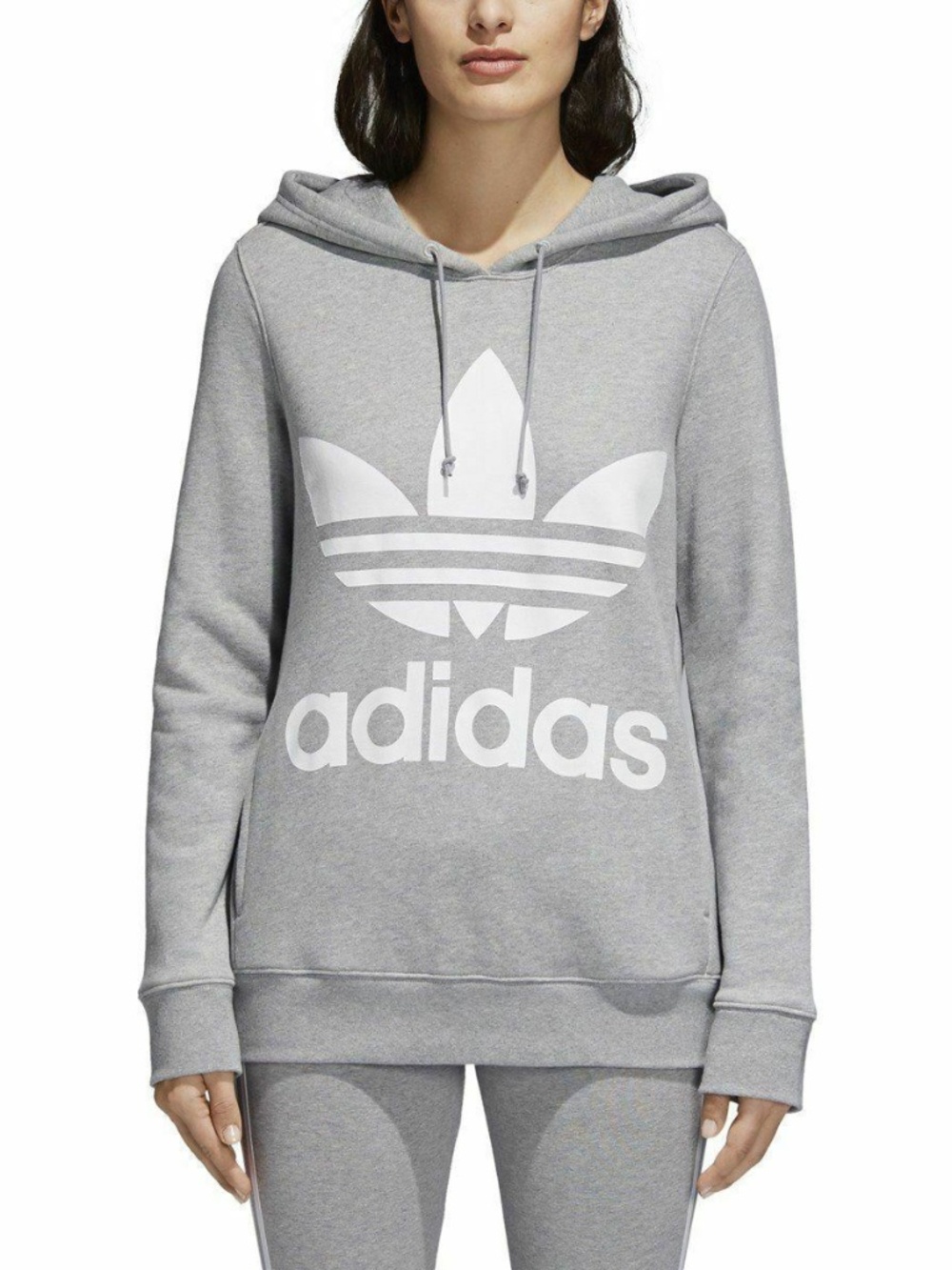 Adidas Women’s Trefoil Hoodie in Heather Grey Medium 100% cotton Great Condition